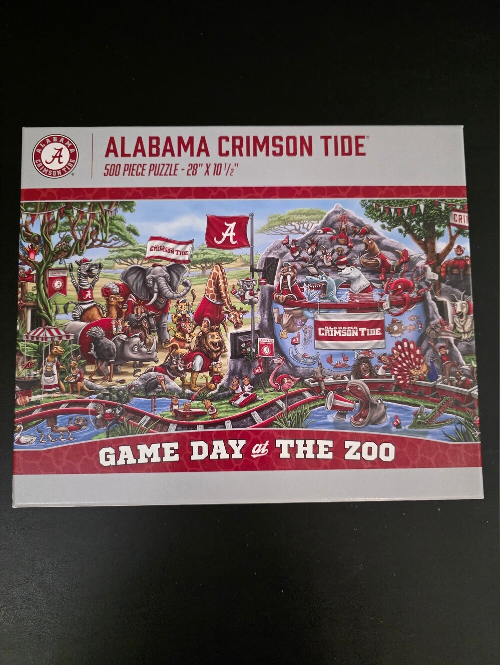 Alabama Crimson Tide Puzzle "Game Day At The Zoo" 500 Pieces 29"x10½" Jigsaw